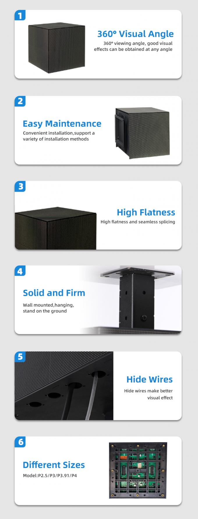 Cube LED Display P2.5 P3 P4mm Op maat gemaakt Retail Store Advertising Cube LED Screen 6