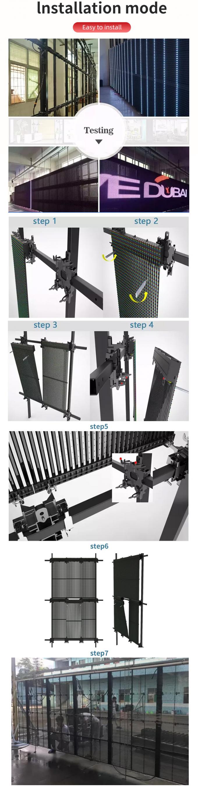 Doorzichtig LED-scherm Display Doorzichtig glazen raam LED Doorzichtig videowand Flexibel paneel Hoog helderheidLED-scherm 4