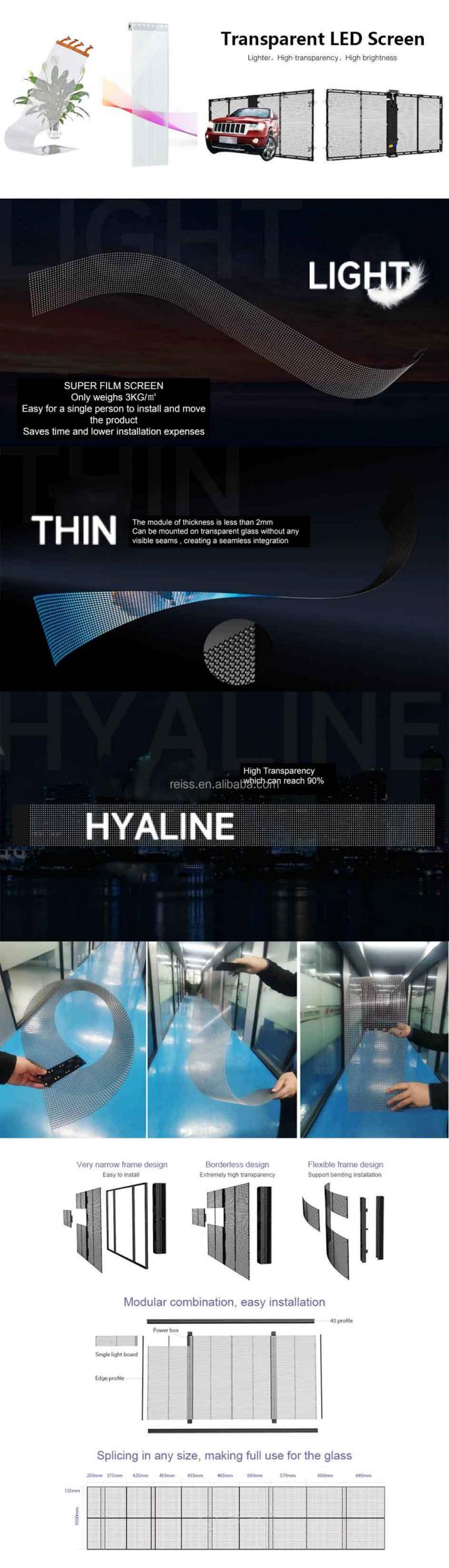 Glazen LED Scherm P3.91-7.81 HD Transparant Reclame Transparant LED Scherm 2
