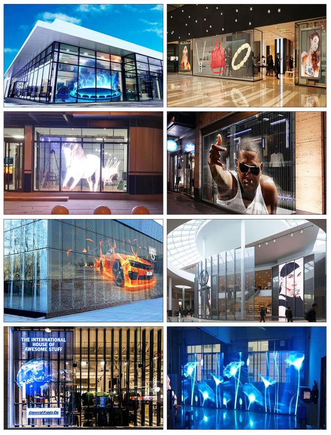 3.91-7.82mm Pixel Pitch Transparante LED-scherm met 75% transparantie voor 5-100m kijkafstand 3