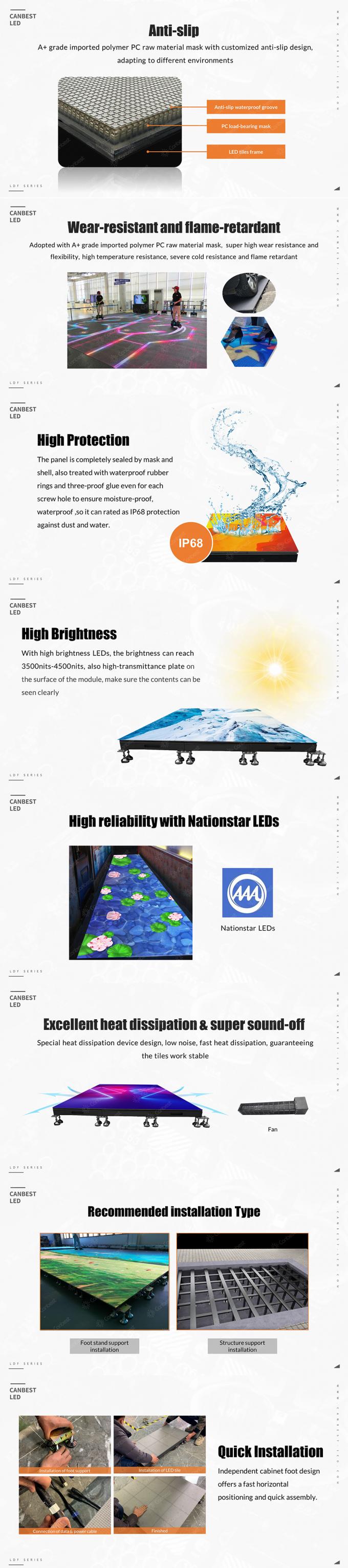 vloer led display IP65 waterdicht ontwerp vloer led display zware lading staande led display binnen buiten dansen vloer led display 9