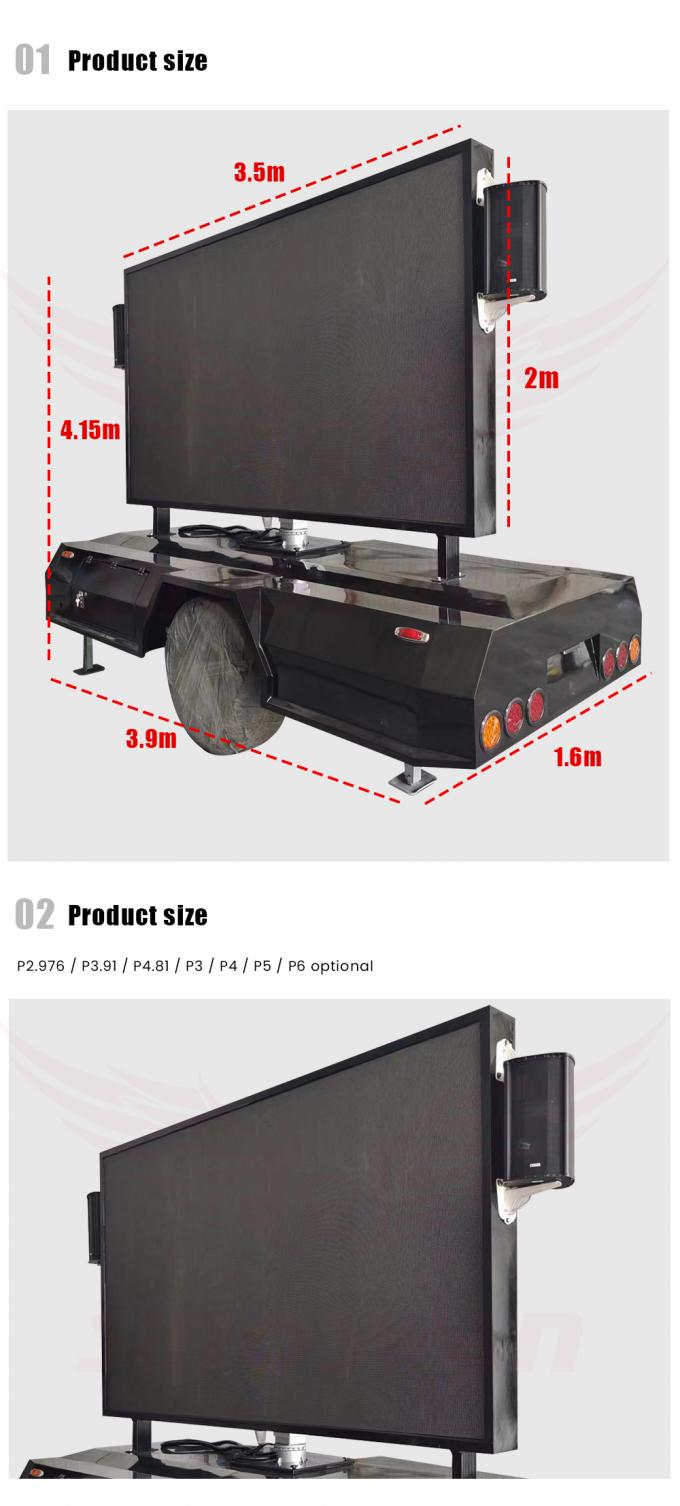 Outdoor P4 LED Sign Screen Trailer Zonnepanelen Reclame Trailer HD LED Display 3