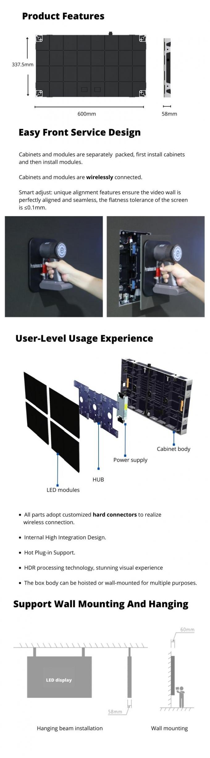 Waterdicht COB Indoor Small Pixel Pitch P0.6 P0.7 P0.9 P1.25 Micro Thin Church Led Video Wall Display Panel 6